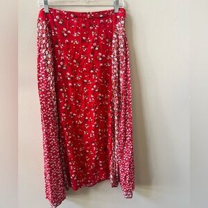 Floral Red Floral Maxi Skirt